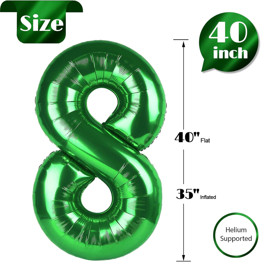 Number 8 Balloon by [Brand Name] - 40 Inch Dark Green Giant Foil Balloon for 8th Birthday Party Decorations