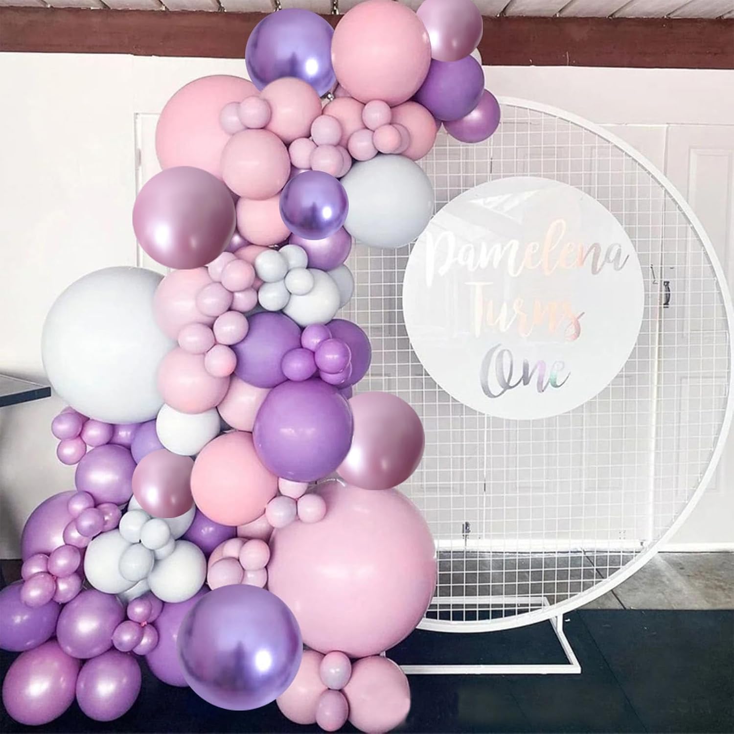 Togvu 12-Inch Metallic Purple & Pink Balloons - 60 Pack Confetti Latex Balloons for Parties & Events