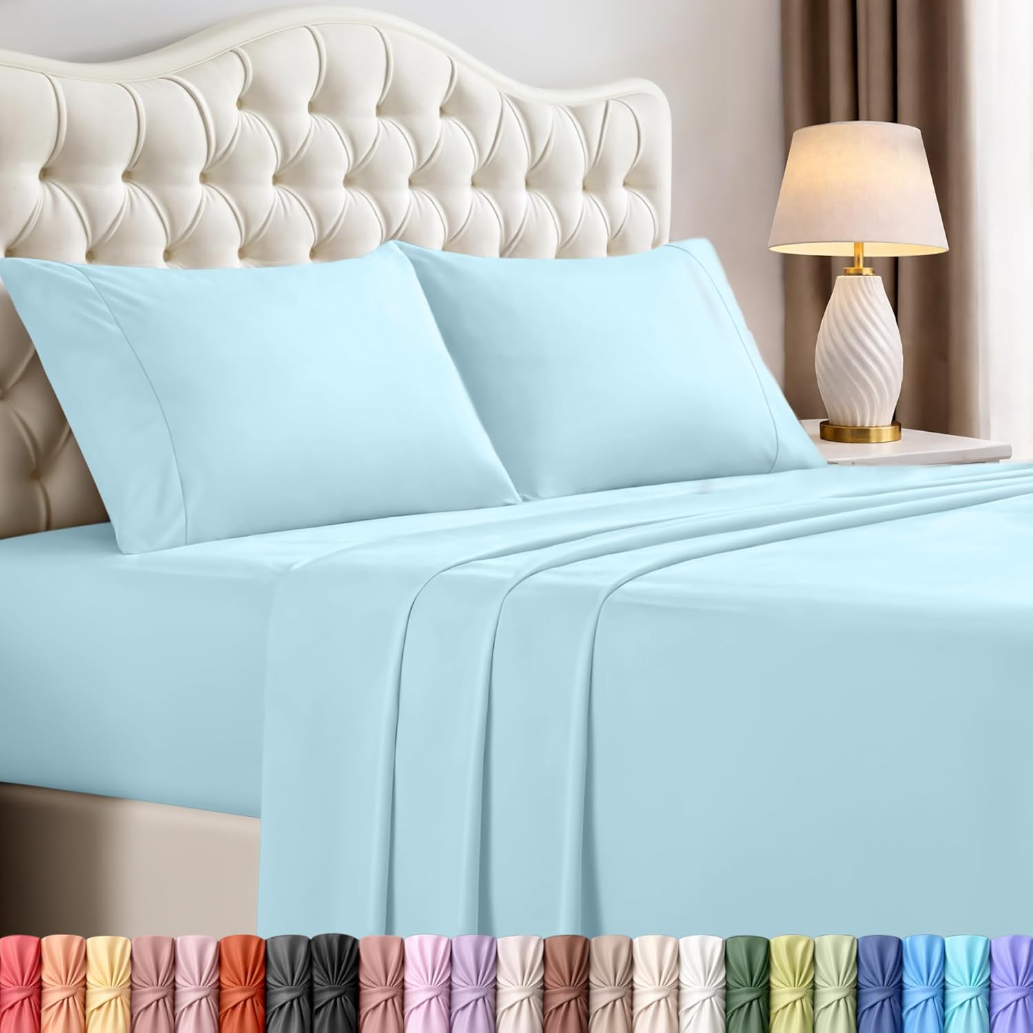 Utopia Bedding Full Size Sheet Set - Soft, Breathable Microfiber | 4-Piece in Ice Blue, Oeko-Tex Certified