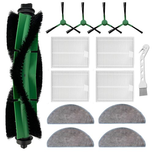 14 Pack Replacement Parts kit for iRobot Roomba Combo Essential Series Q0120, Q0520, Y0140, Y0110, Q011 Robot Vacuum Cleaner, 1 Main Brush, 4 Side Brushes,4 Hepa Filters,4 Mop Cloth,1 Cleaning Brush