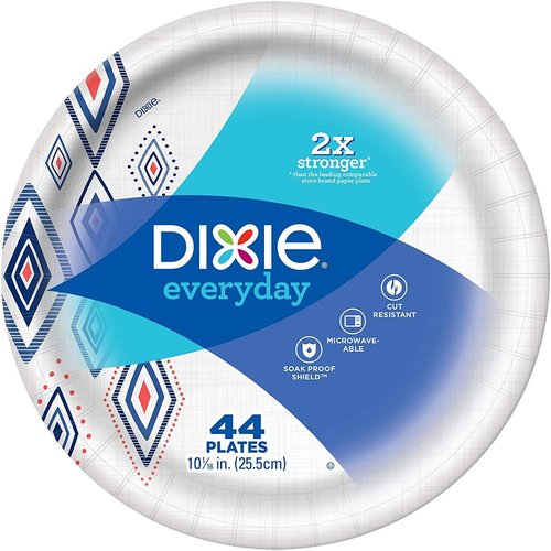 Dixie Disposable Paper Plates - Dinner Size, 10 1/16" | 220 Count in 5 Convenient Packs