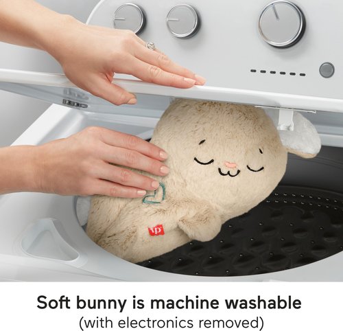 Fisher-Price Baby Sound Machine Soothe & Settle Bunny Portable Plush Toy with Music, Lights & Motion for Newborns