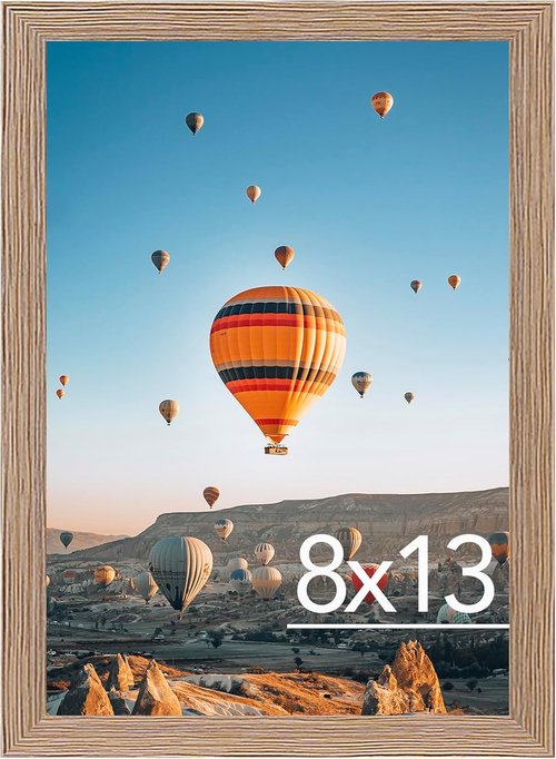 JCJMY 8x13 Rustic Brown Picture Frame - Versatile Wall & Tabletop Display with Shatter-Resistant Plexiglass