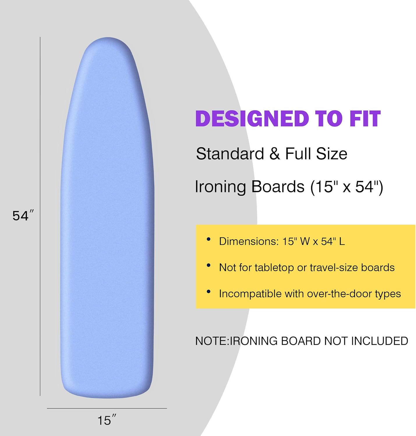 Skiennix Ironing Board Cover - Extra Thick Cotton Pad, Scorch Resistant, Heatproof Blue, 15x54 Size