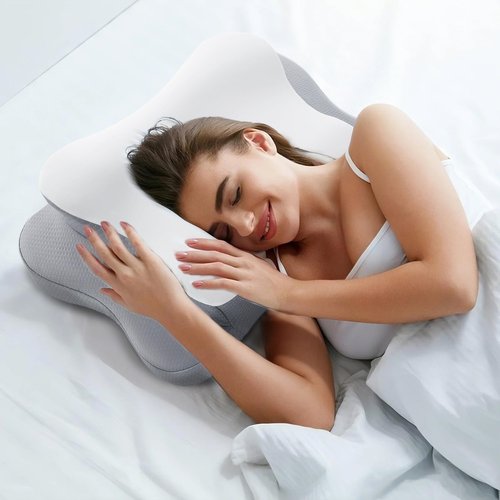 Cervical Pillow for Neck Pain Relief, Cooling Contour Memory Foam Pillows Support Odorless Ergonomic Neck Pillow Adjustable Orthopedic Bed Pillow for Side Back Stomach Sleeper,Gift Ideal