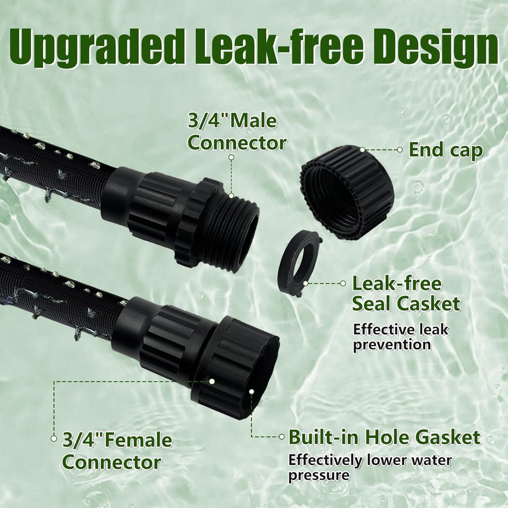 Soaker Hose 100FT - Thickened Flat Drip Irrigation Hose | Leak-Free Design Saves 80% Water