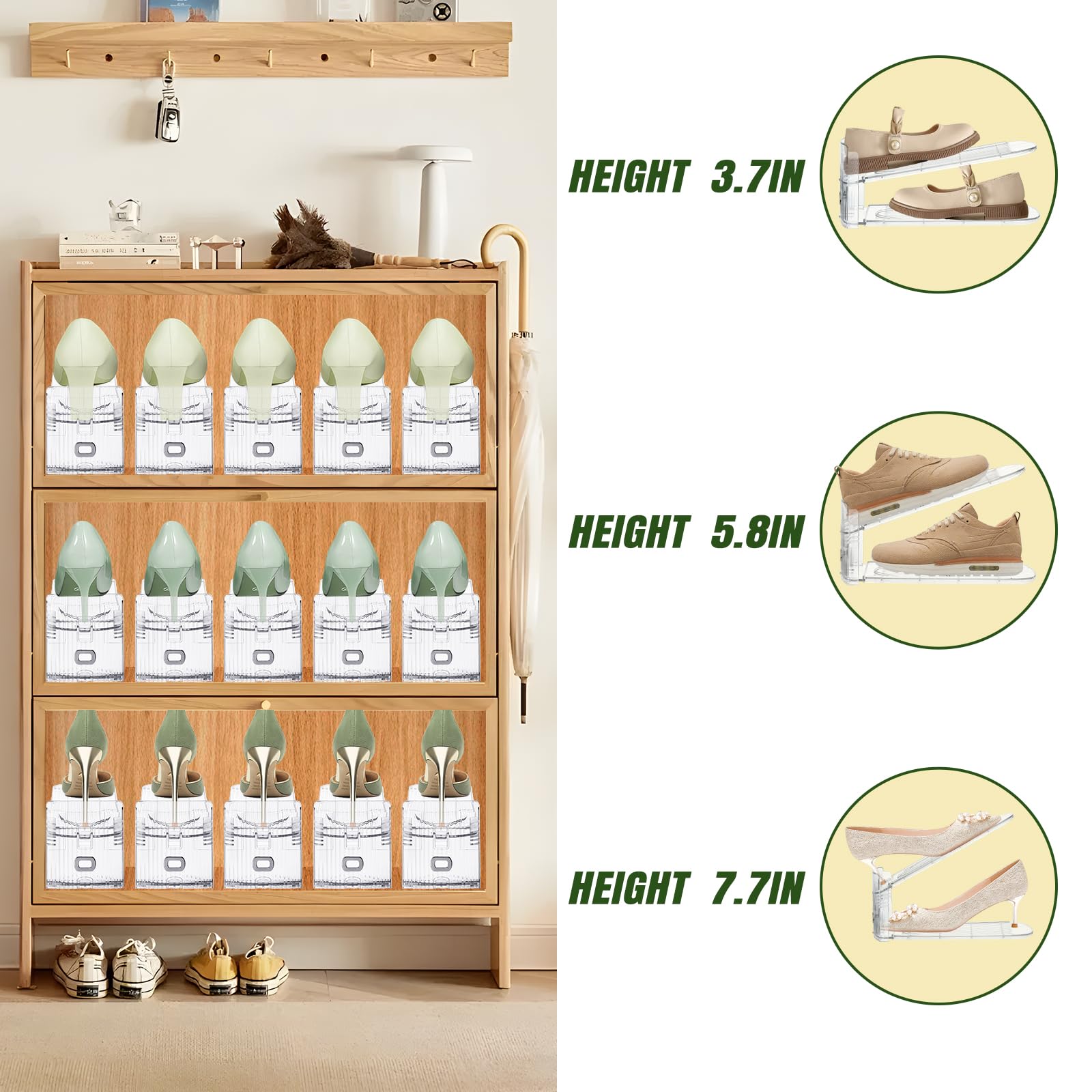 MOVDEET 12 Pack Shoe Slots Organizer for Closet, Adjustable Shoe Stackers for a Pair of Shoes Shoe Rack Storage Shoe Space Saver 50% Shoe Shelf Display Holder for Closet
