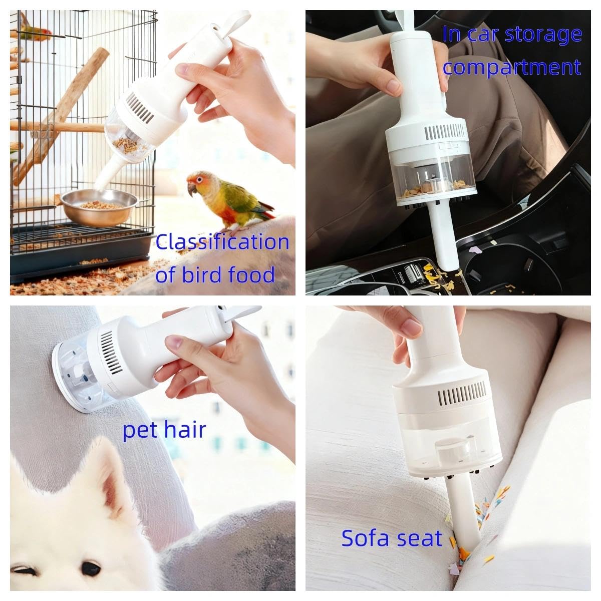 Bird Food Electric Separator,Bird Cage Cleaner,Pet Hair Collector, Mini USB Vacuum Cleaner for Bird Cage Debris Separation, Eraser Shavings, Dust, Feathers, Pet Hair, Car & Computer Keyboard Cleaning