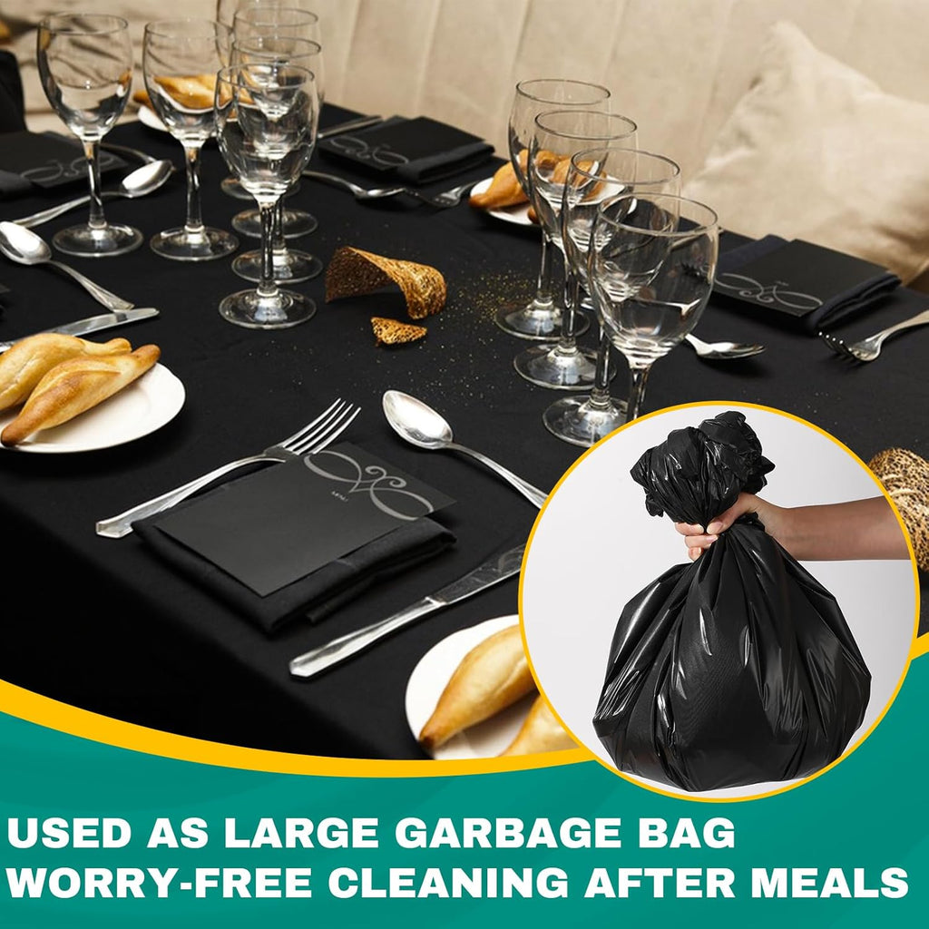 RowinsyDD Disposable Black Plastic Table Cloths - 20 Pack, 54 x 108 Inches for Parties, Weddings & BBQs