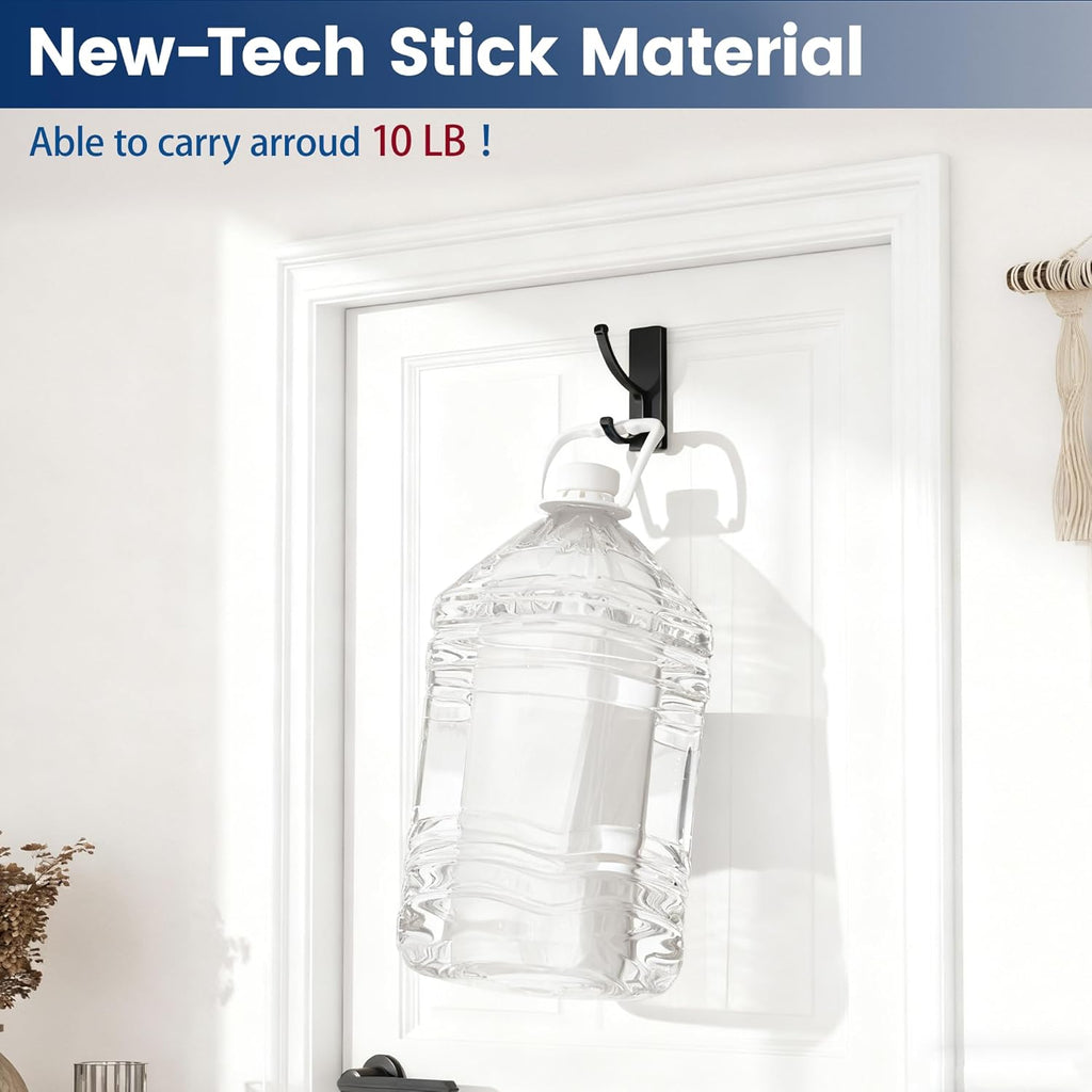 Pickpiff Adhesive Wall Hooks - Heavy Duty, No Residue, Easy to Remove | 4 Pack Black