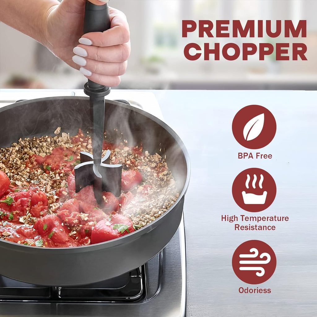 Skiennix Meat Chopper Set - Premium Heat Resistant Hamburger Smasher for Ground Beef & Turkey | 2 Pcs