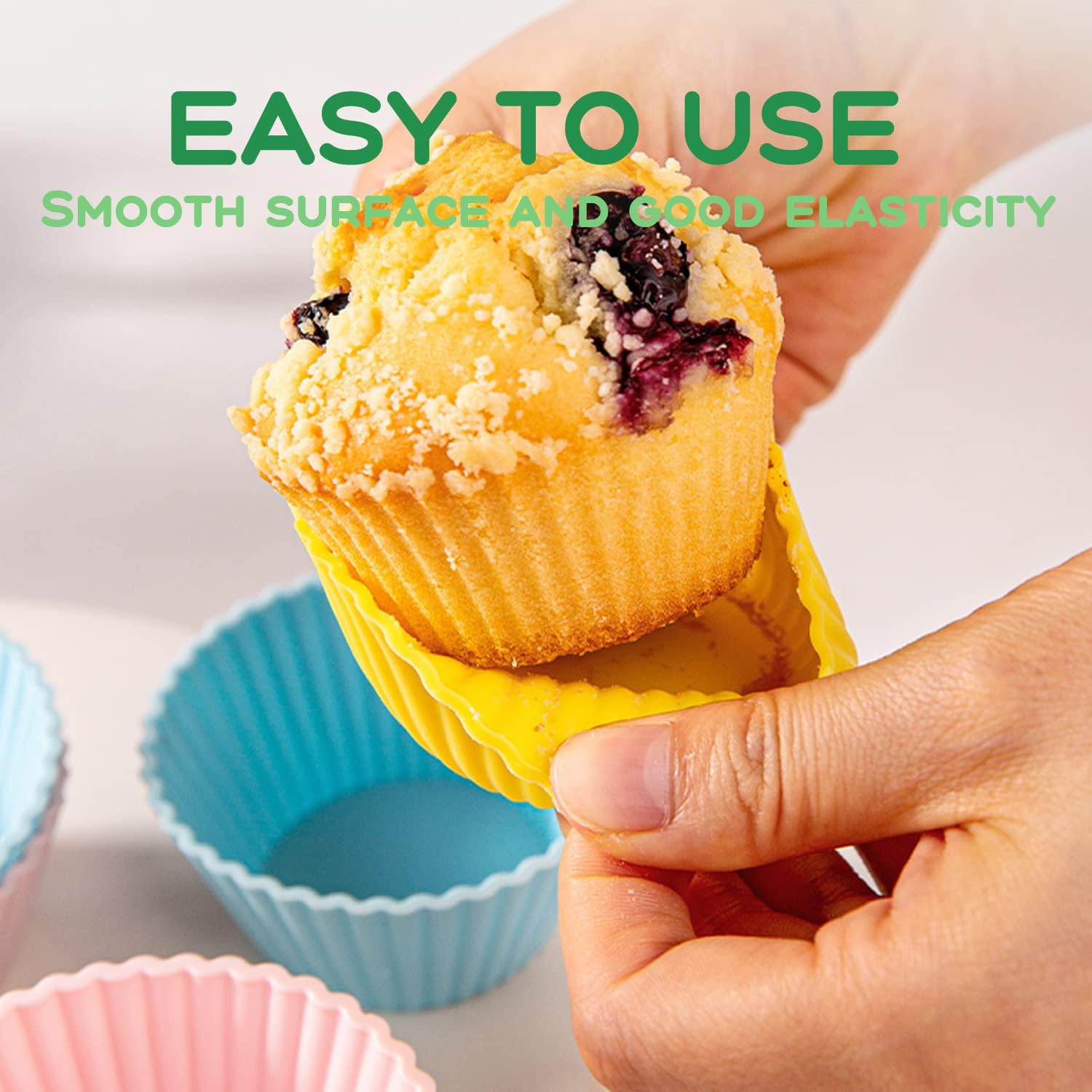Skiennix Silicone Cupcake Liners - 16 Pack Reusable Muffin Cups | Dishwasher Safe Baking Molds