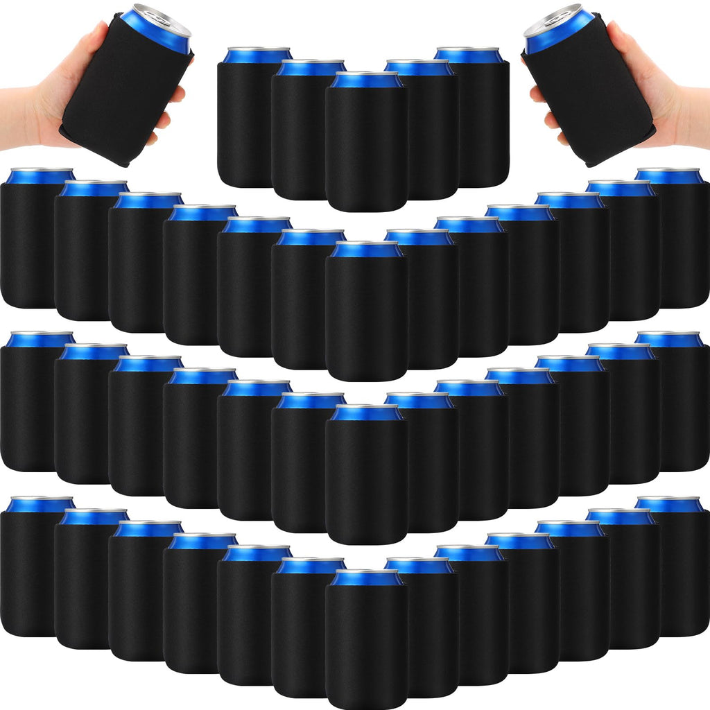 Umigy 200 Pcs Can Coolers Bulk, Insulated Neoprene Beer Can Cooler Sleeves, Plain Can Cooler Cover for Sublimation Soda Drink Water Bottle Birthdays Weddings Bachelorette Party, Black