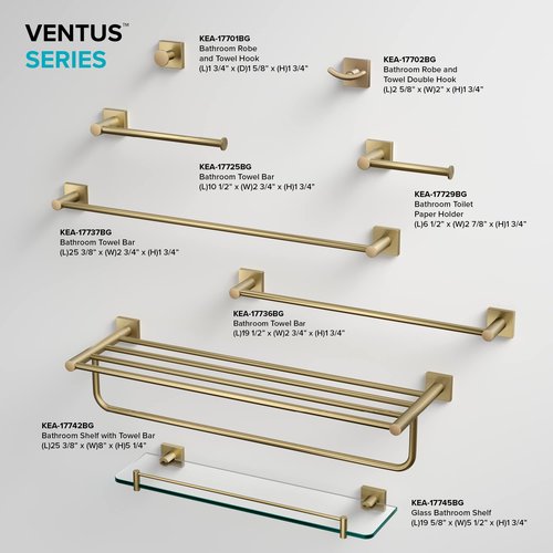 KRAUS Ventus 10-inch Bathroom Towel Bar Rack, Brushed Gold Finish, KEA-17725BG