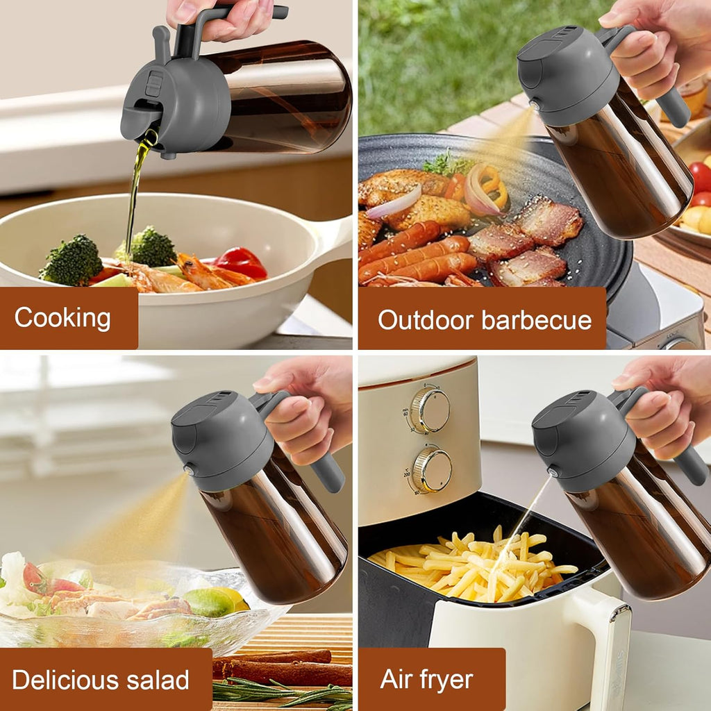 YARRAMATE 16oz Dark Brown Oil Sprayer - Food-Grade 2-in-1 Olive Oil Dispenser for Cooking & BBQ (Grey)