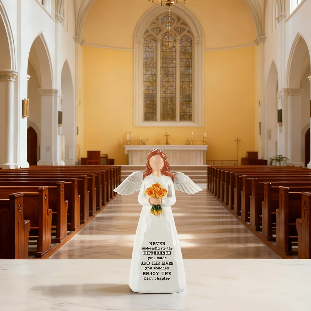 Regine Switzerland Retirement Gift - Elegant 5.9” Handcrafted Resin Angel Figurine for Women | Perfect for Nurses, Teachers, and Friends