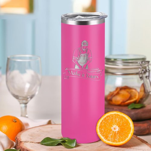 YOUKE OLA 16 Pack Stainless Steel Skinny Tumblers Bulk Straight Double Wall Powder Coated Insulated Tumbler with Lid and Straw for Laser Engrave, DIY Gift, 20oz Pink