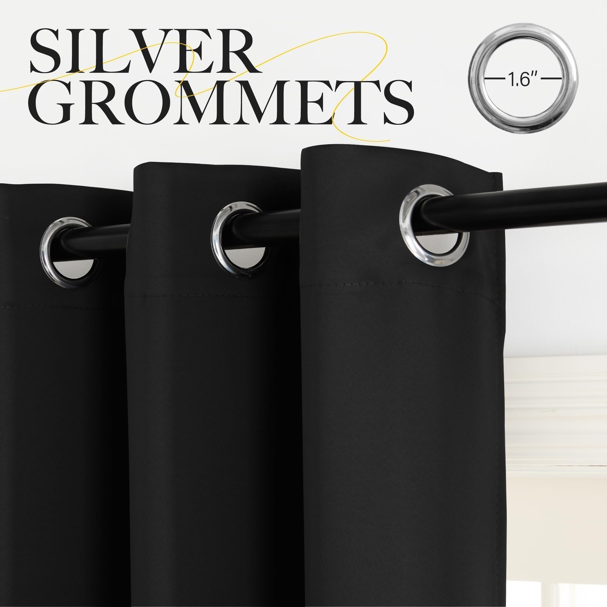 NICETOWN Fire Retardant Black Blackout Curtains 84 inch Length 2 Panels Set, 52 x 84 Safe Drapes for Home, Apartment, Office Conference Room, Light Blocking Privacy Window Treatments for Living Room