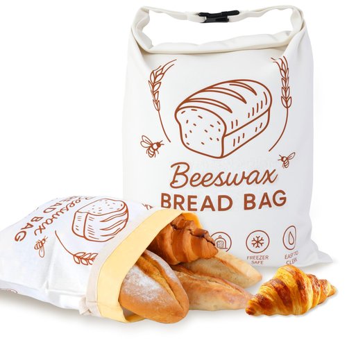 2 Packs Beeswax Bread Bags for Homemade Bread Sourdough, XL Linen Reusable Bread Bag for Homemade bread, Sourdough Bread Storage Bags to Keep Fresh - 17x13 Inch