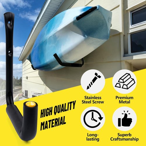 GEEDAR Heavy Duty Garage Storage Hooks - 15" Thickened Steel | 120 LB Capacity, 4-Pack for Kayaks, Ladders, Bikes