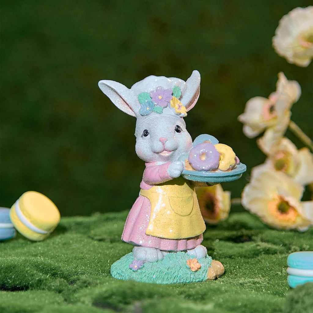 Zayton Easter Rabbit Statues - Handmade Resin Bunny Decorations for Spring | Indoor Tabletop Decor