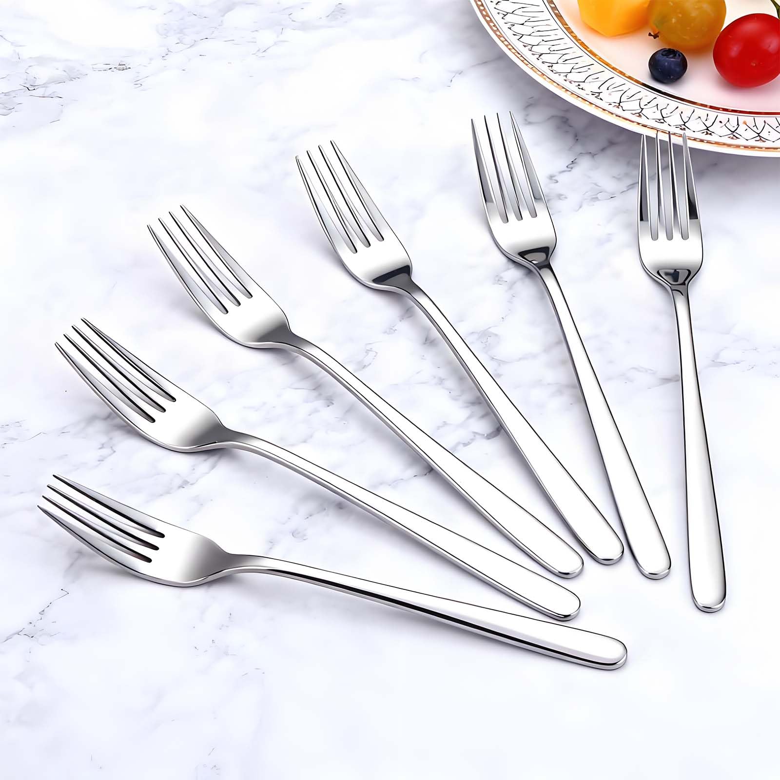 Flying Leaves Dinner Forks, Premium 18/10 Stainless Steel Silverware Forks, 6-Piece Set - Classic & Modern Design Flatware Forks, Dishwasher Safe for Home & Restaurant Use