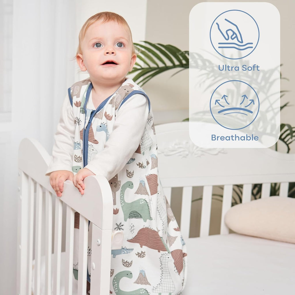 Yoofoss Baby Sleep Sack - 100% Organic Cotton Wearable Blanket | Lightweight 2-Way Zipper for 6-12 Months