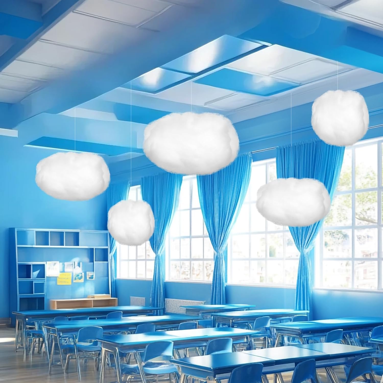 Tatuo 6 Pcs Artificial Hanging Clouds - 3D Cloud Decorations for Halloween, Weddings & Bedrooms | DIY Cotton Props