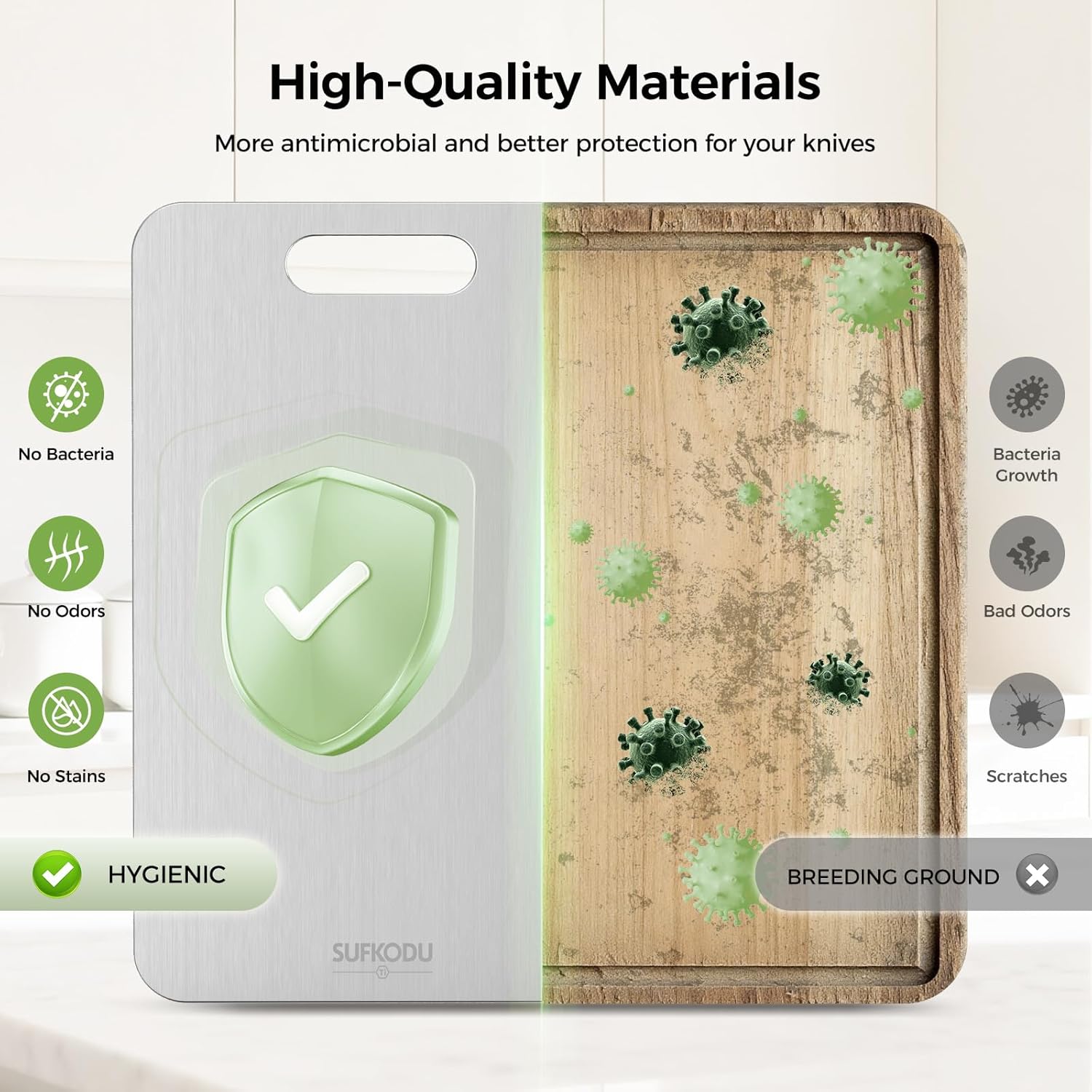 Titanium Cutting Board Set by [Brand Name] - 100% Double-Sided, Non-Toxic, Dishwasher Safe | 3 Sizes for Raw & Cooked Food