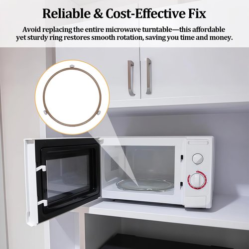 Microwave Turntable Ring Replacement 8.7-Inch Microwave Oven Spinner Replacement Parts with 3 Smooth Rollers Universal Fit for Most Microwaves