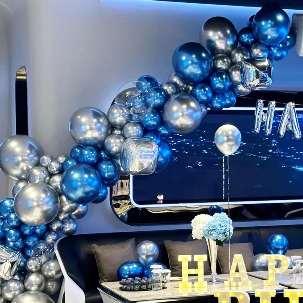 Voircoloria Metallic Blue Balloon Garland Kit - 90 Pack in Various Sizes for Graduation, Weddings & Parties