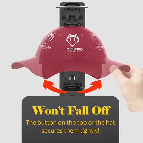 HeQe Hat Organizer for Baseball Caps 1 Pack, Adhesive Hat Rack for Wall, Baseball Cap Organizer (Black)