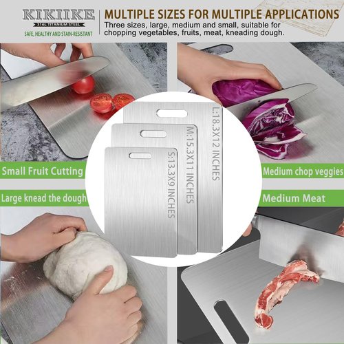 Titanium Cutting Board Double-Sided 100% Pure Titanium Cutting Boards for Kitchen - Food-Grade titanware chopping boards Non-Stick Durable and easy to clean (13.3 x 9 in)