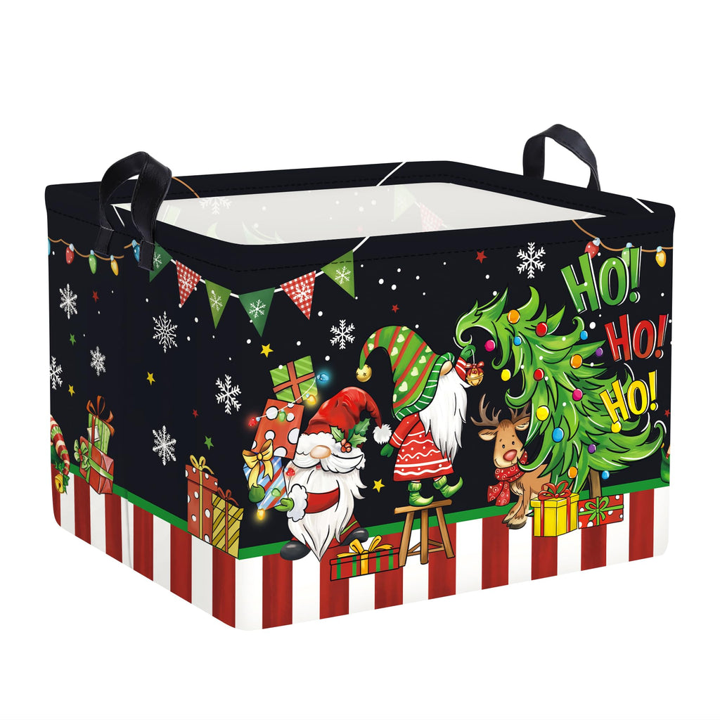 Clastyle Large Christmas Tree Gift Baby Basket Empty Snowman Snowflake Gnome Kid Toy Book Xmas Storage Collapsible Clothes Organizer Nursery Bin,Black,40*30*30 cm