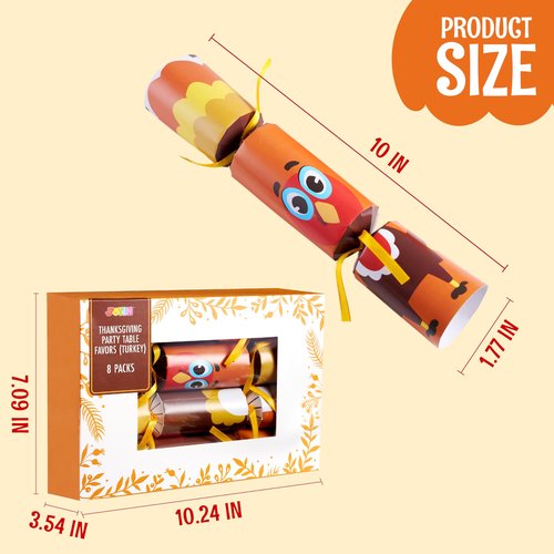 JOYIN 8 PACK Thanksgiving Non-Snap Party Favor, Turkey Style Thanksgiving Party Games for Fall Holiday, No Snap Party Table Favor Set with Joke Dice & Gifts, Holiday Prizes for Kids Adults