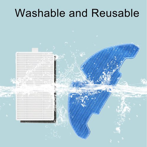 Odashen 17 Pack Replacement Accessories Kit for Lefant M330 Pro Vacuum Cleaner, 6 Side Brush, 6 HEPA Filter, 4 Mop Pads, 1 Cleaning Brush
