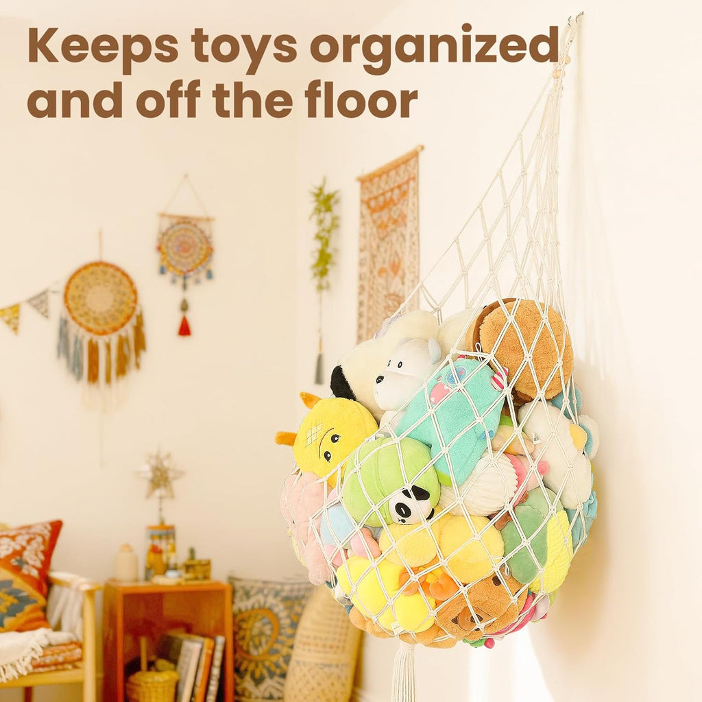 Skiennix Stuffed Animal Storage Hammock - Large Plushie Net Organizer for Kids' Room Decor | 1 Tier
