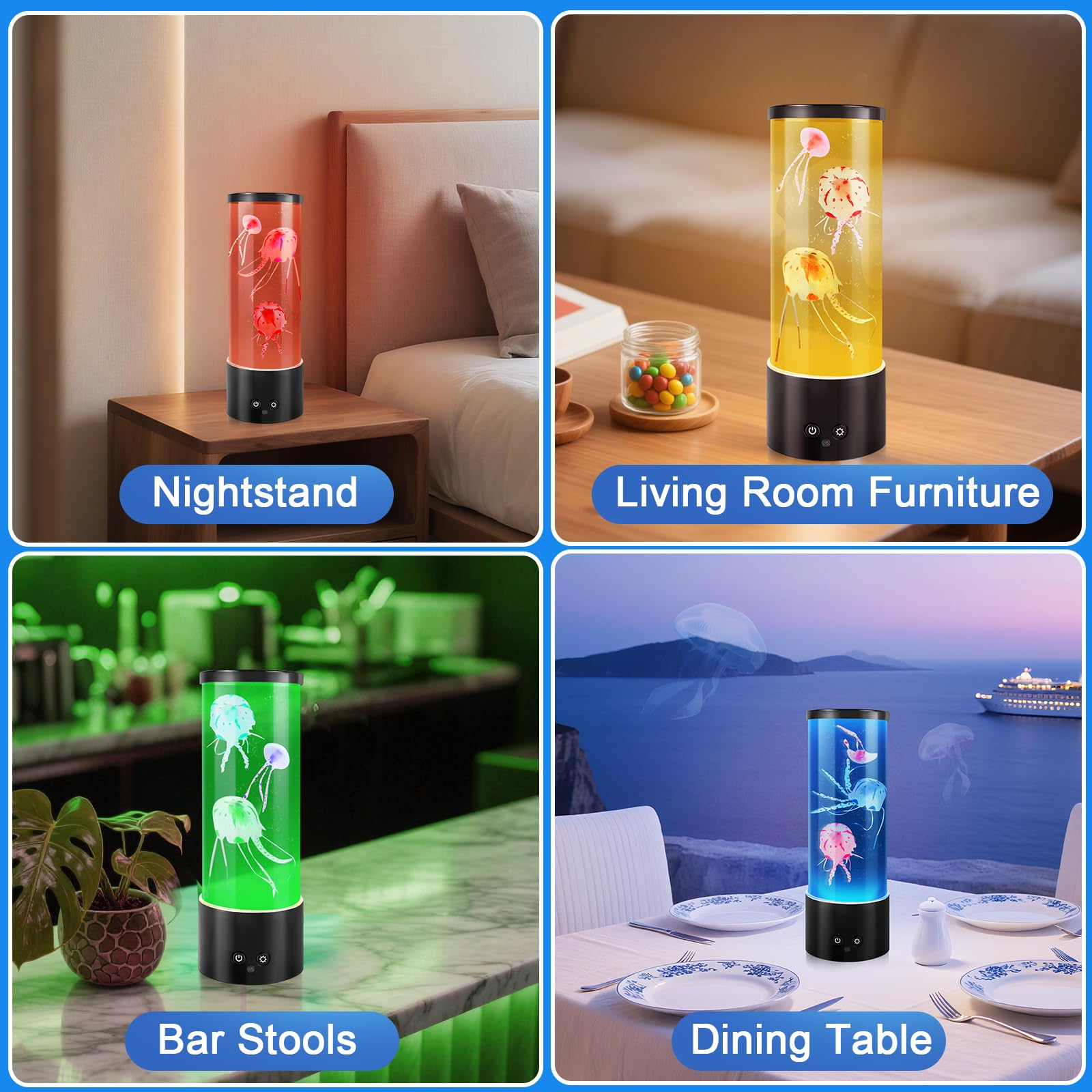 Terigol-X Jellyfish Lamp, Mothers Day Gifts, Jellyfish Tank Mood Light, Table Lamp for Home Decor, Relaxation and Sleep, Jellyfish Aquarium with 17 Colors Changing, Birthday Day Gifts for Women, Kids