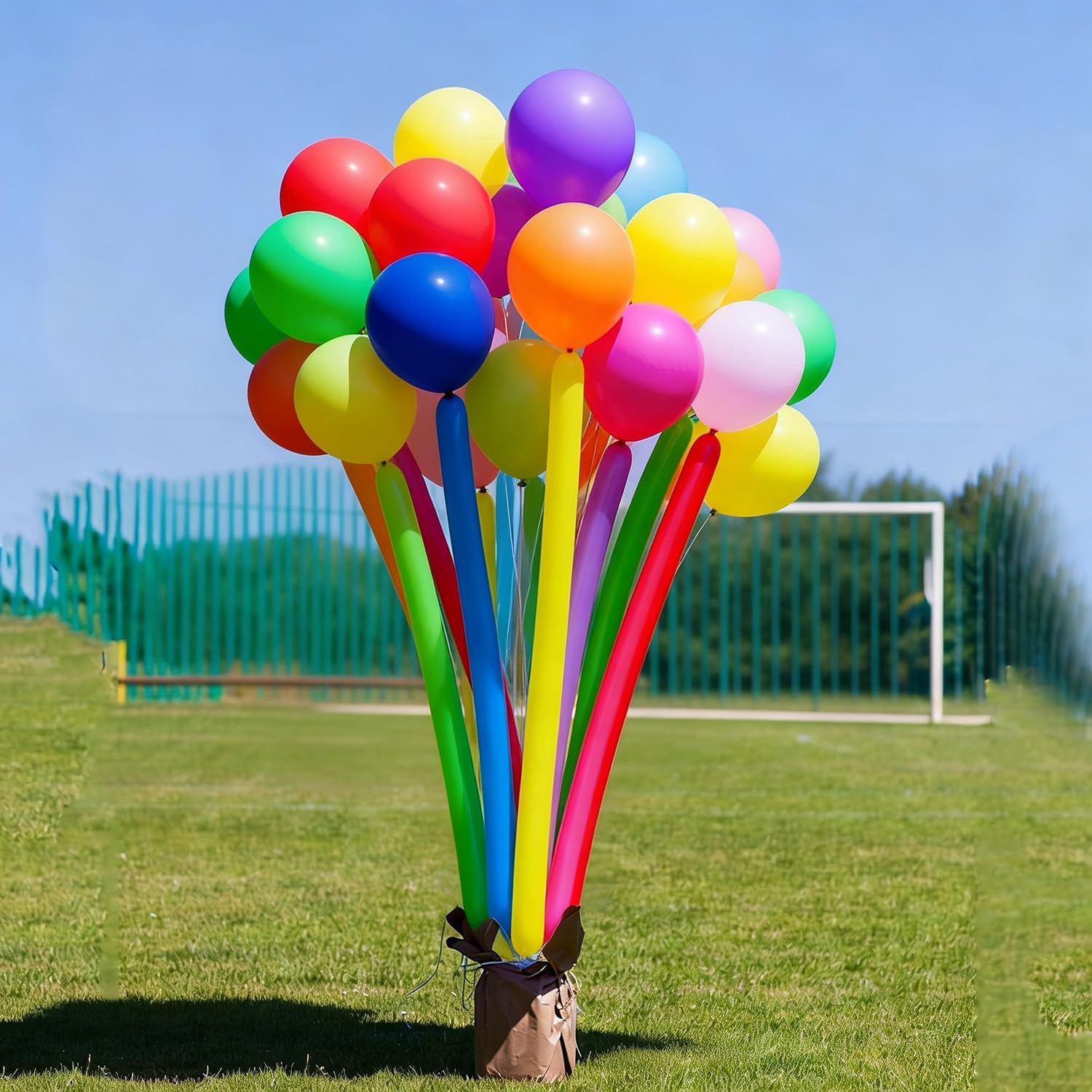 XNUT Rainbow Latex Balloons - 60 Pack of 12-Inch Round & 60-Inch Long Helium Balloons for Parties