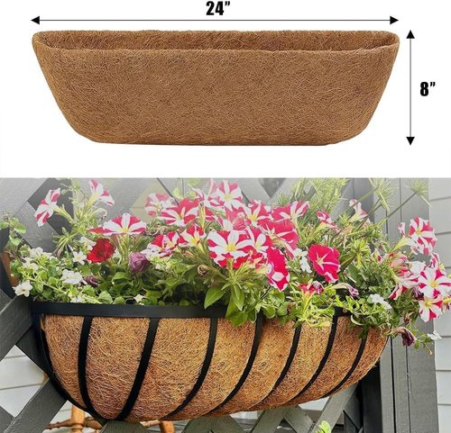 Coco Liner | Pre-Formed Replacement for Planters, Window Boxes & Fence Flower Baskets - 24in, 2pcs