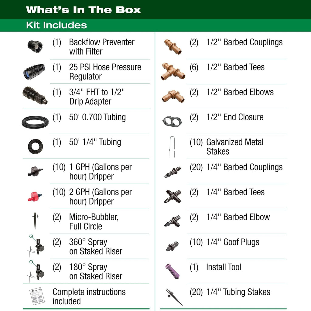 Rain Bird LNDDRIPKIT Drip Irrigation Kit - Efficient Landscape & Garden Watering System with Drippers & Micro-Sprays