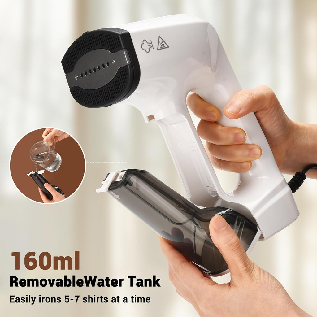 Skiennix Handheld Clothes Steamer - 3200Pa Dual Mode with LED Display, 160ml Tank - White
