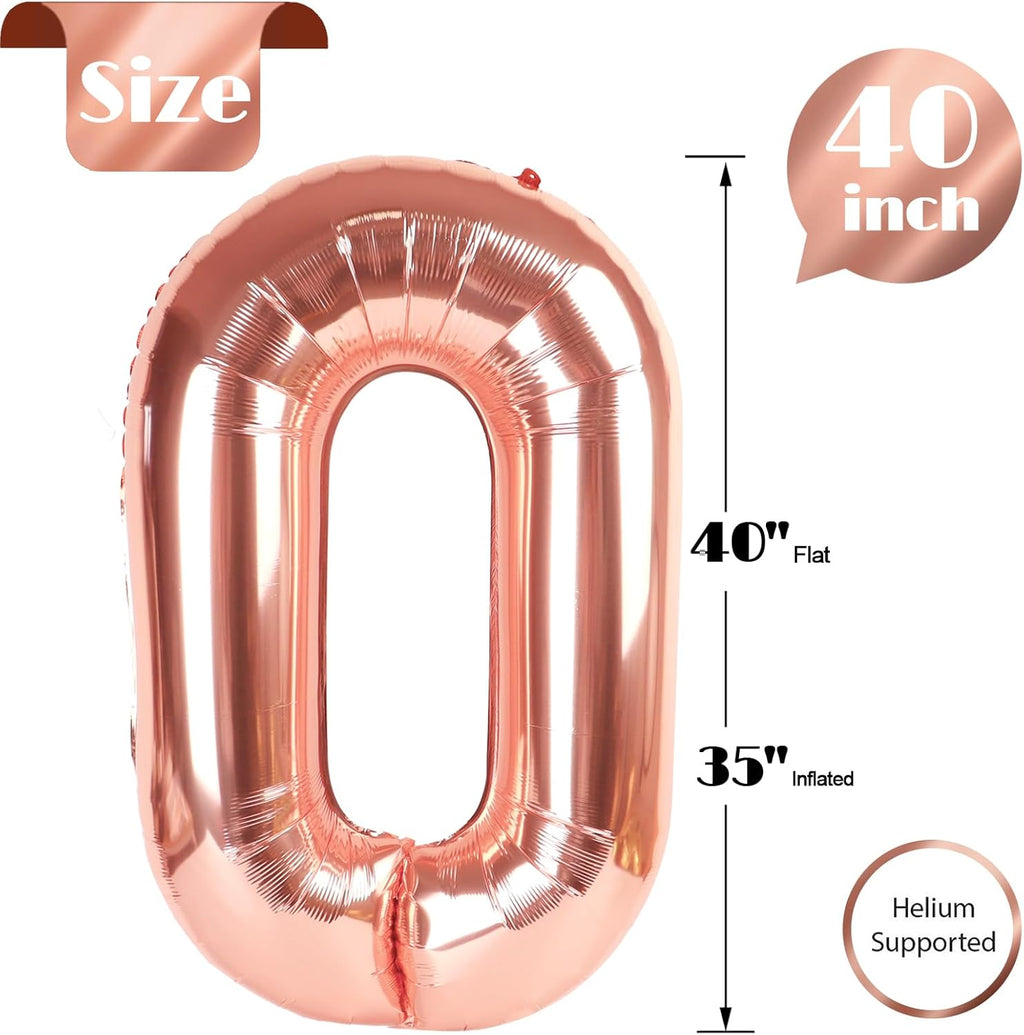 Rose Gold Number Balloon - 40 Inch 0 Balloon for Birthday Celebrations | Perfect Party Decoration