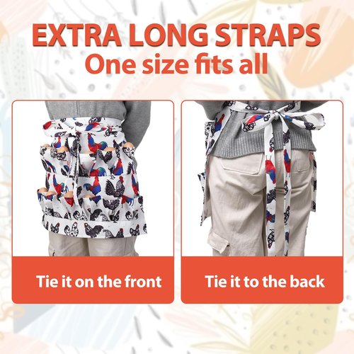 XLSXEXCL Egg Collecting Apron and Basket, 12 Deep Pockets Chicken Apron and 7 Deep Pockets Chicken Egg Basket, Tie:106cm(L)