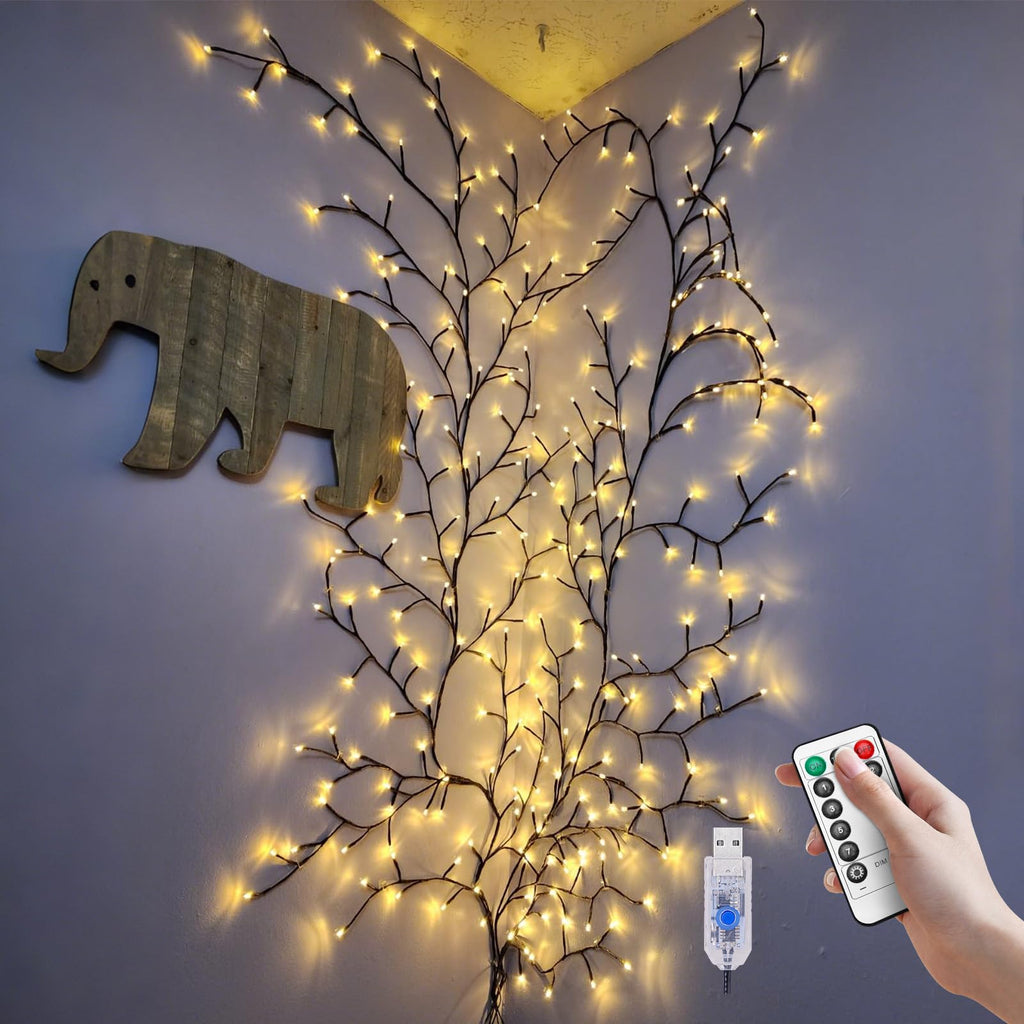 Enchanted Willow Vine Lights for Wall,Willow Vine Tree Branch Lights Decoration Gift,with 48 LED Light and Remote,8 Lighting Modes,for Bedroom Wall Doors Windows Wedding Christmas (47 Inch)