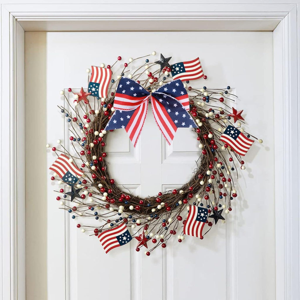 Meseey Patriotic Bow Set - 12 Pcs 6-Inch American Flag Bows for 4th of July Decor & Gift Wrapping