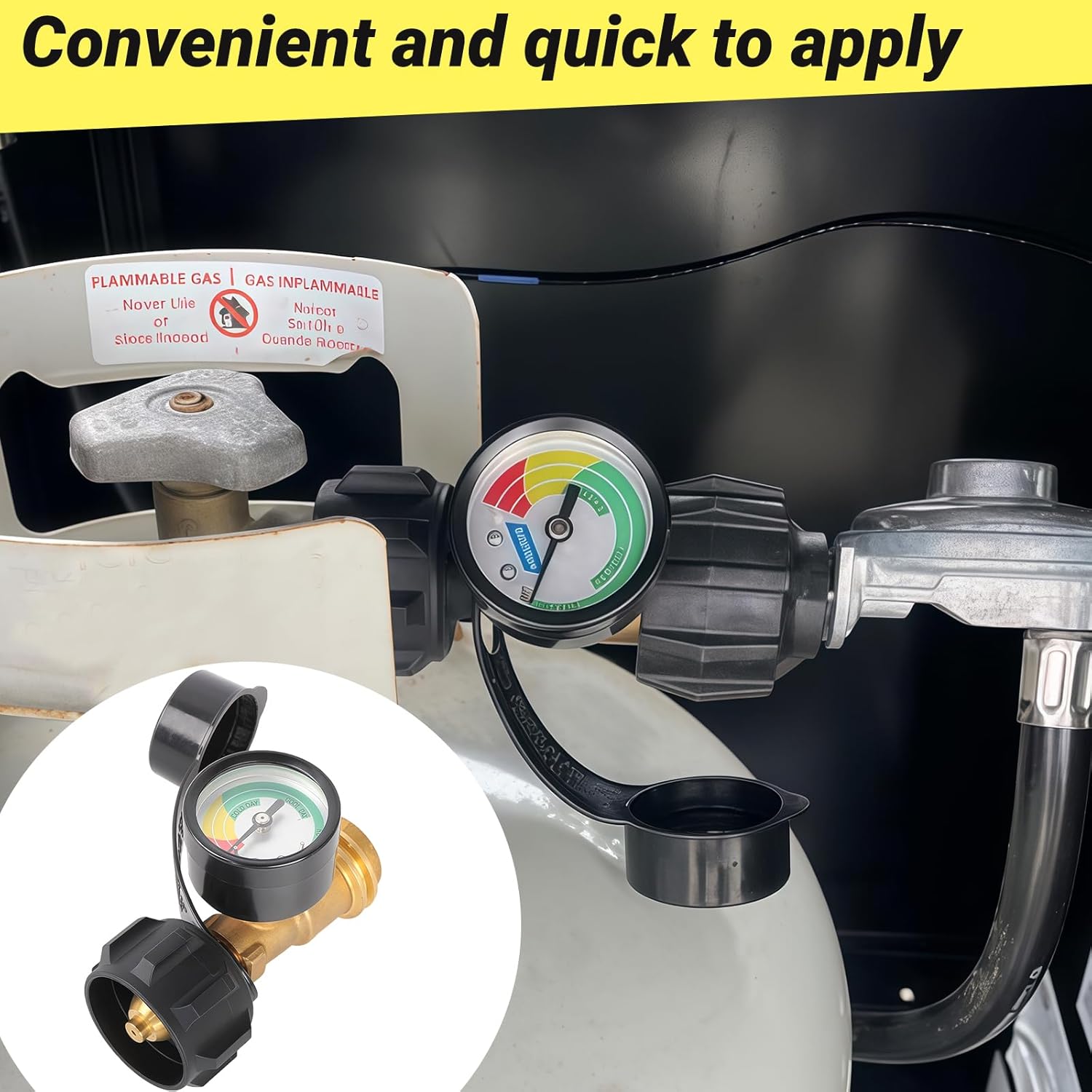 Propane Tank Gauge - QCC1/Type 1 Connection for 5-20 Pound LP Tanks | Ideal for RVs, Grills, Heaters