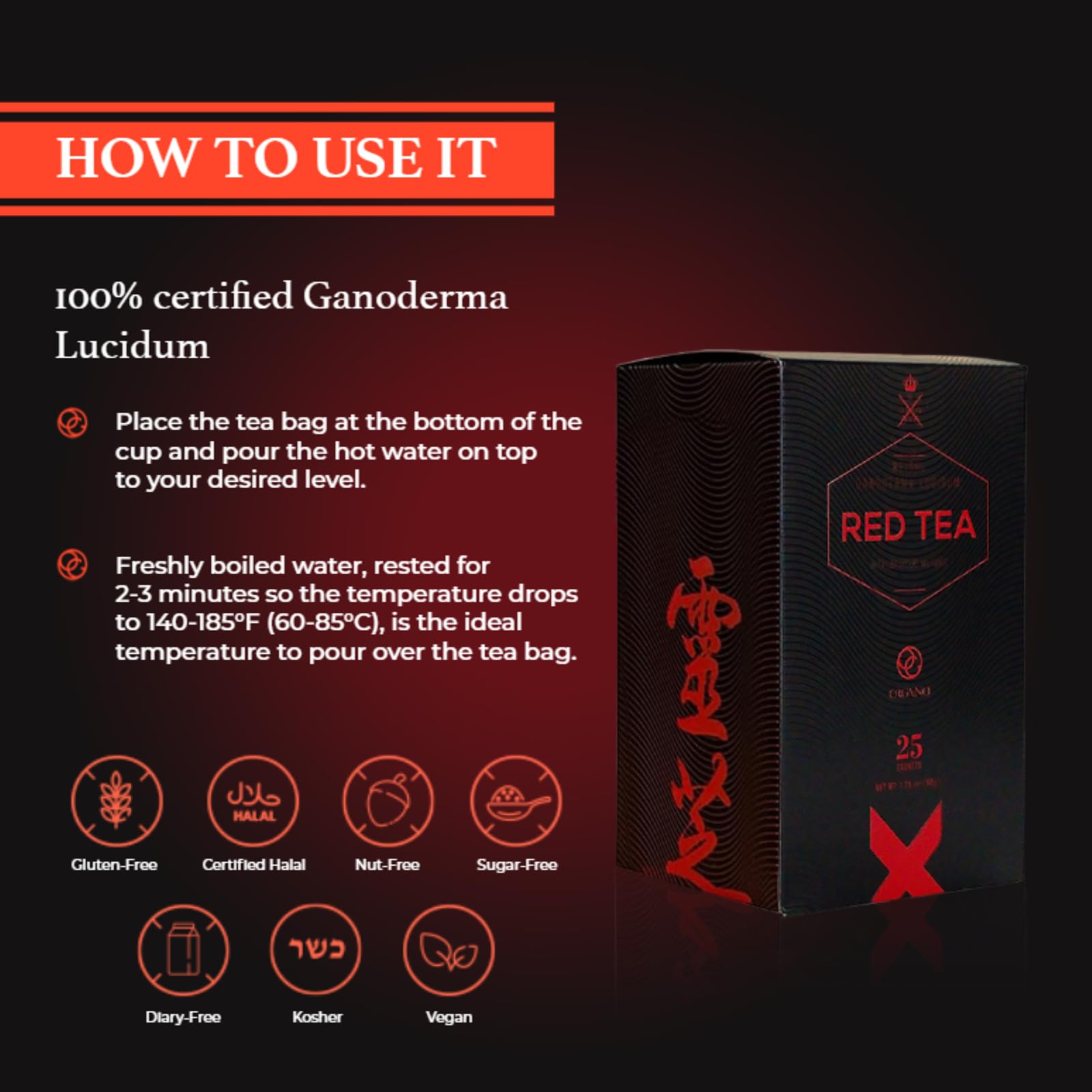 ORGANO Red Tea with Cordyceps and Ganoderma lucidum (25 sachets)
