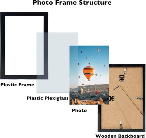 8.5x11 Picture Frame Set of 3 by [Brand Name] - Shatter Resistant Plexiglass for Wall & Tabletop Display