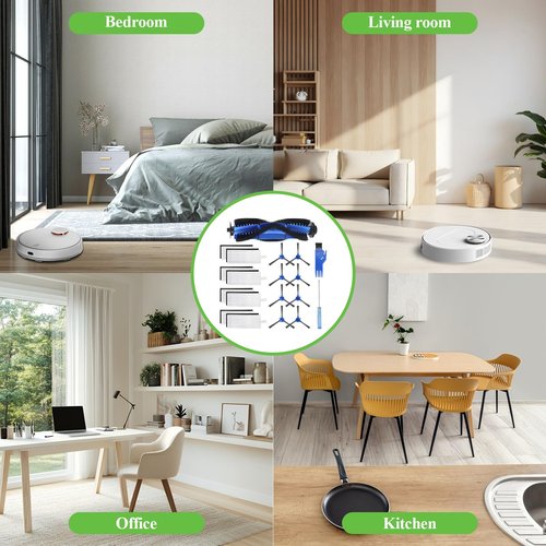 Replacement Parts for Eufy Robovac 11s, 12, 15C, 15T, 25C, 30, 30C, 35C Vacuum Parts, the eufy filter replacement parts include: 8 side brushes, 8 hepa filters, 1 rolling brush, 1 cleaning brush